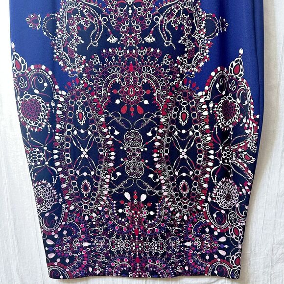 PINKO Women's Navy Blue w/Multicolor Paisley Print Midi Pencil Skirt Sz 8 Italy - Picture 5 of 16